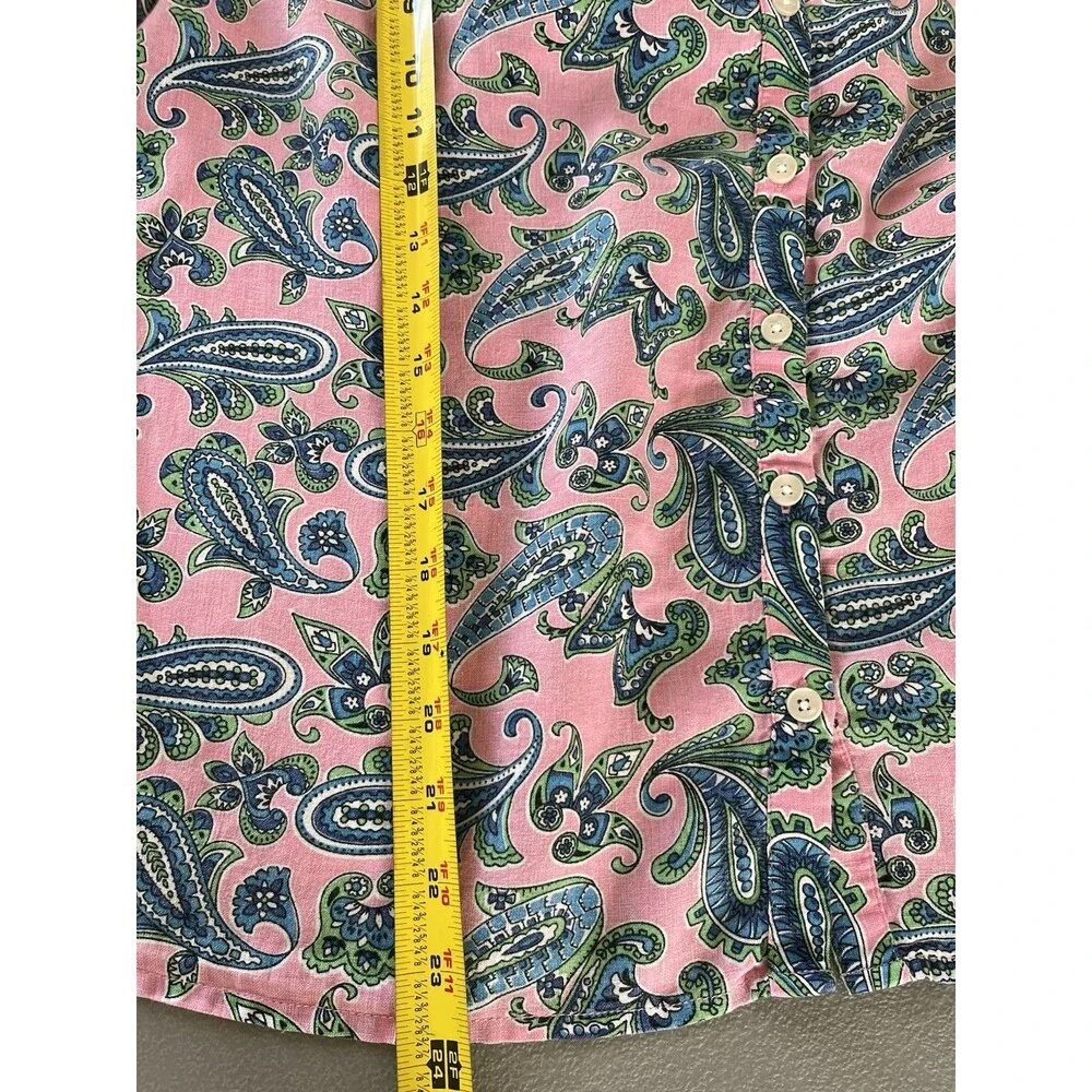 Boden Ada Linen Top Rose Damask Sz8 Pink Green Paisley Smocked Puff Sleeve Boho